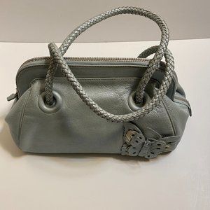 Via Spiga Metallic Green Leather Butterfly Embellishment Purse Handbag Bag